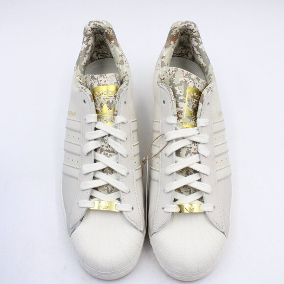 NWB Adidas Superstar Shoes in Alumina/Off White with Green Camp Print US 13 - Picture 6 of 16